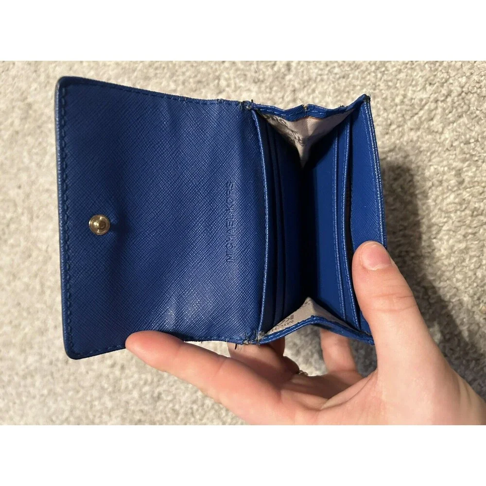 michael kors keychain wallet Blue‎ And Brown Logo Design Leather